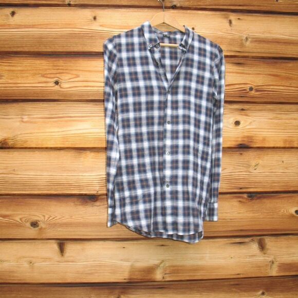 Theory Featherweight Cotton Plaid Top - Picture 1 of 7